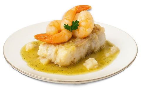 Merluza al cava con langostinos (1 Kg) - Cositas Güenas